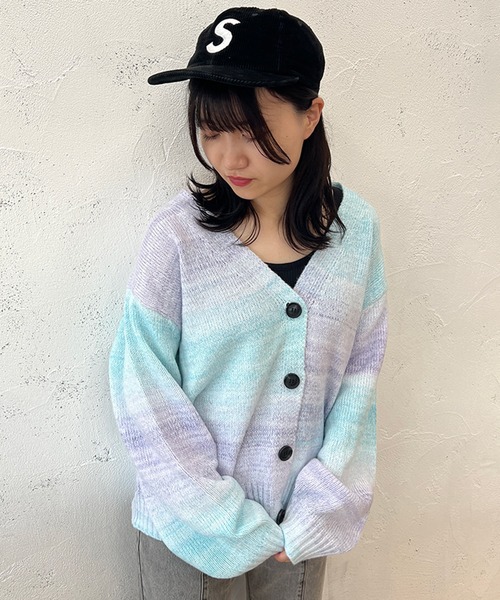 kutir(クティール)の「【2way◎】グラデニットカーディガン(カーディガン/ボレロ・レディース・ブラック/ピンク/オレンジ/ブルー・FREE)」の8枚目の写真