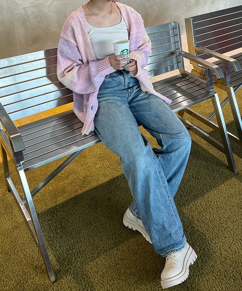 kutir(クティール)の「【2way◎】グラデニットカーディガン(カーディガン/ボレロ・レディース・ブラック/ピンク/オレンジ/ブルー・FREE)」の12枚目の写真