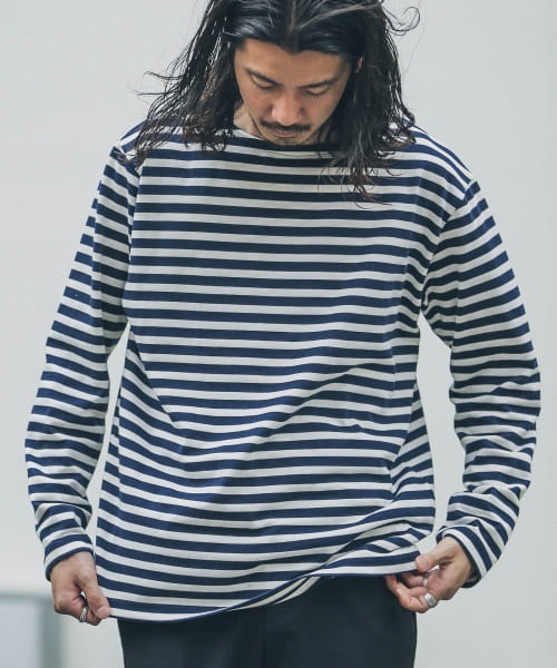 URBAN RESEARCH Sonny Label（アーバンリサーチサニーレーベル）の「ECORICHボーダーバスクロングスリーブTシャツ（Tシャツ/カットソー・メンズ・ホワイト系その他/グリーン系その他/ブルー系その他・MEDIUM/LARGE）」の3枚目の写真