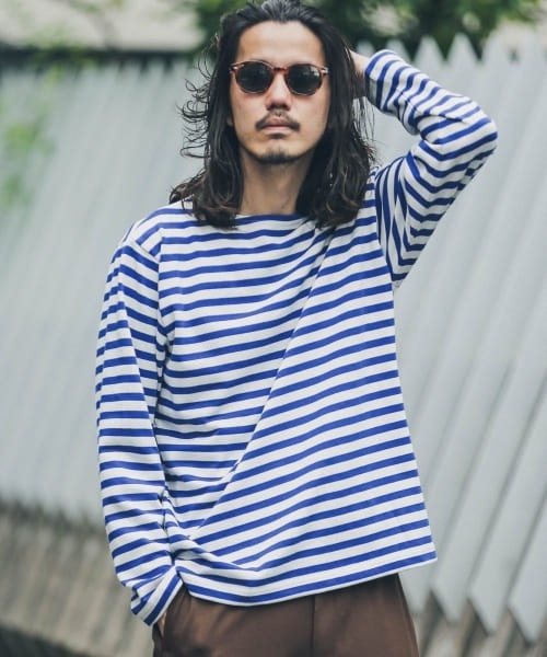 URBAN RESEARCH Sonny Label（アーバンリサーチサニーレーベル）の「ECORICHボーダーバスクロングスリーブTシャツ（Tシャツ/カットソー・メンズ・ホワイト系その他/グリーン系その他/ブルー系その他・MEDIUM/LARGE）」の21枚目の写真