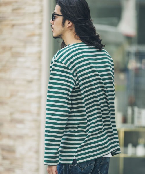 URBAN RESEARCH Sonny Label（アーバンリサーチサニーレーベル）の「ECORICHボーダーバスクロングスリーブTシャツ（Tシャツ/カットソー・メンズ・ホワイト系その他/グリーン系その他/ブルー系その他・MEDIUM/LARGE）」の13枚目の写真