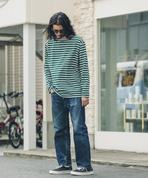 URBAN RESEARCH Sonny Label（アーバンリサーチサニーレーベル）の「ECORICHボーダーバスクロングスリーブTシャツ（Tシャツ/カットソー・メンズ・ホワイト系その他/グリーン系その他/ブルー系その他・MEDIUM/LARGE）」の19枚目の写真