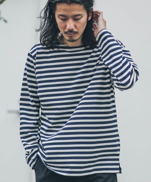 URBAN RESEARCH Sonny Label（アーバンリサーチサニーレーベル）の「ECORICHボーダーバスクロングスリーブTシャツ（Tシャツ/カットソー・メンズ・ホワイト系その他/グリーン系その他/ブルー系その他・MEDIUM/LARGE）」の5枚目の写真