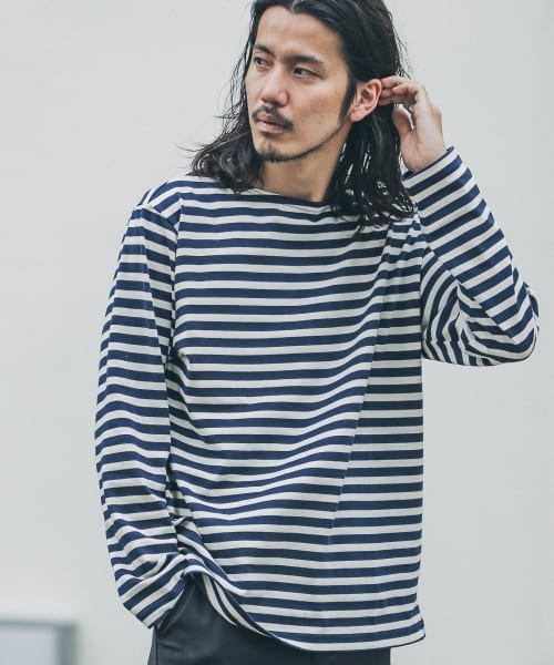 URBAN RESEARCH Sonny Label（アーバンリサーチサニーレーベル）の「ECORICHボーダーバスクロングスリーブTシャツ（Tシャツ/カットソー・メンズ・ホワイト系その他/グリーン系その他/ブルー系その他・MEDIUM/LARGE）」の11枚目の写真