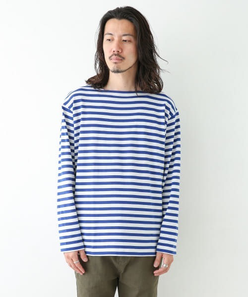 URBAN RESEARCH Sonny Label（アーバンリサーチサニーレーベル）の「ECORICHボーダーバスクロングスリーブTシャツ（Tシャツ/カットソー・メンズ・ホワイト系その他/グリーン系その他/ブルー系その他・MEDIUM/LARGE）」の14枚目の写真