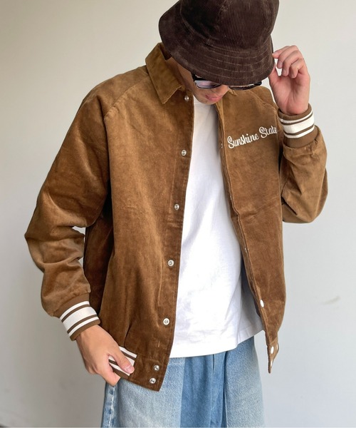 CPCM(シーピーシーエム)の「襟付きコーデュロイスタジャン(スタジャン・メンズ・キャメル/ネイビー・MEDIUM/LARGE)」の1枚目の写真