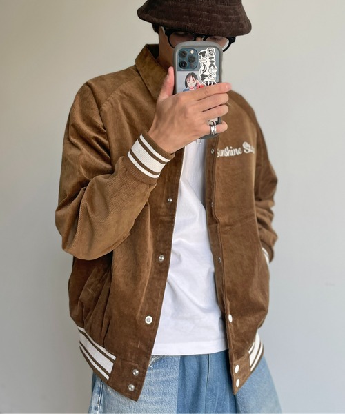 CPCM(シーピーシーエム)の「襟付きコーデュロイスタジャン(スタジャン・メンズ・キャメル/ネイビー・MEDIUM/LARGE)」の9枚目の写真