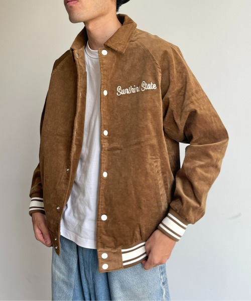 CPCM(シーピーシーエム)の「襟付きコーデュロイスタジャン(スタジャン・メンズ・キャメル/ネイビー・MEDIUM/LARGE)」の6枚目の写真