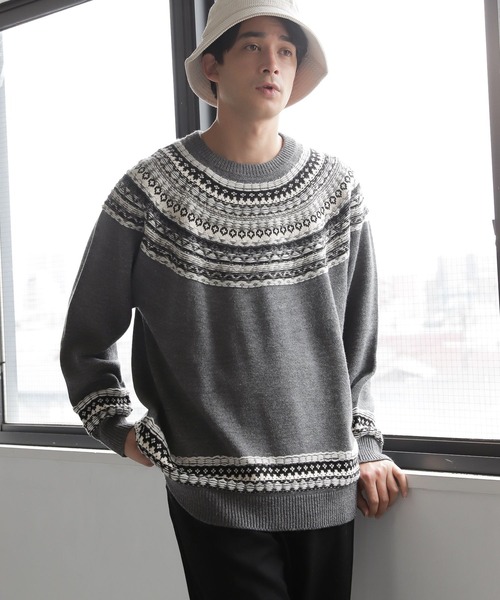 LAKOLE（ラコレ）の「求心ニットプルオーバー / 166420（ニット/セーター・メンズ・グレー/グリーン/アイボリー・MEDIUM/LARGE/X-LARGE）」の10枚目の写真