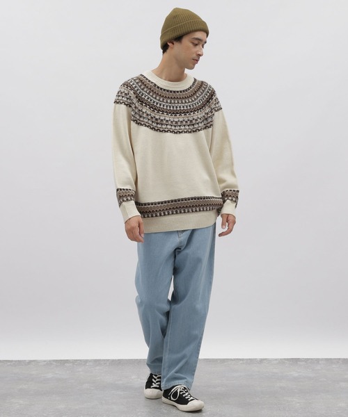 LAKOLE（ラコレ）の「求心ニットプルオーバー / 166420（ニット/セーター・メンズ・グレー/グリーン/アイボリー・MEDIUM/LARGE/X-LARGE）」の5枚目の写真