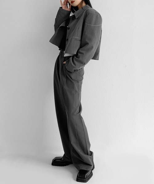 LVEU.(ラブユ.)の「Waist flap wide slacks / ウエストフラップワイドスラックス(スラックス・レディース・グレー・FREE)」の4枚目の写真