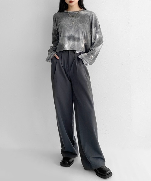 LVEU.(ラブユ.)の「Waist flap wide slacks / ウエストフラップワイドスラックス(スラックス・レディース・グレー・FREE)」の3枚目の写真