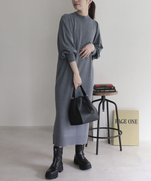 fredy emue（フレディエミュ）の「[新色追加]ボリュームスリーブニットワンピース（ワンピース・レディース・ブラウン/グレー/ブラック/ネイビー・38）」の19枚目の写真
