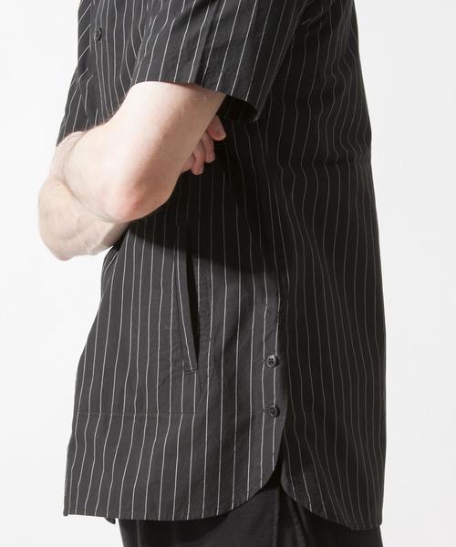 MONKEY TIME（モンキータイム）の「＜monkey time＞ ∴ ストライプ ノーカラー シャツ ◆（シャツ/ブラウス・メンズ・ブラック/ネイビー・MEDIUM/LARGE）」の5枚目の写真