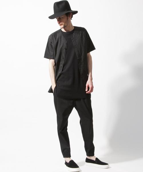 MONKEY TIME（モンキータイム）の「＜monkey time＞ ∴ ストライプ ノーカラー シャツ ◆（シャツ/ブラウス・メンズ・ブラック/ネイビー・MEDIUM/LARGE）」の8枚目の写真