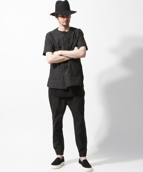 MONKEY TIME（モンキータイム）の「＜monkey time＞ ∴ ストライプ ノーカラー シャツ ◆（シャツ/ブラウス・メンズ・ブラック/ネイビー・MEDIUM/LARGE）」の13枚目の写真