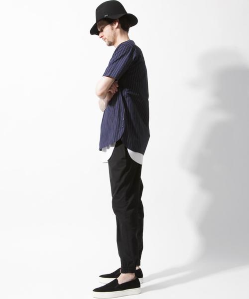 MONKEY TIME（モンキータイム）の「＜monkey time＞ ∴ ストライプ ノーカラー シャツ ◆（シャツ/ブラウス・メンズ・ブラック/ネイビー・MEDIUM/LARGE）」の16枚目の写真