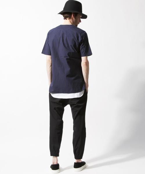 MONKEY TIME（モンキータイム）の「＜monkey time＞ ∴ ストライプ ノーカラー シャツ ◆（シャツ/ブラウス・メンズ・ブラック/ネイビー・MEDIUM/LARGE）」の17枚目の写真