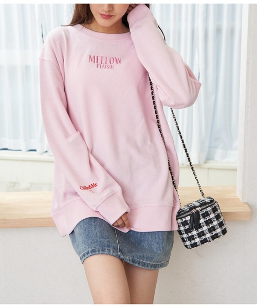 CHILLE（チル）の「MELLOW刺繍スウェットプルオーバー（スウェット・レディース・ネイビー/アイボリー/ピンク・FREE）」の3枚目の写真