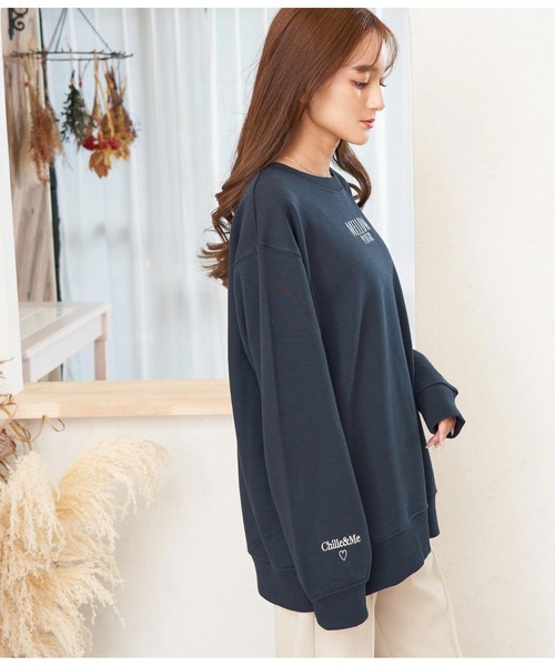 CHILLE（チル）の「MELLOW刺繍スウェットプルオーバー（スウェット・レディース・ネイビー/アイボリー/ピンク・FREE）」の18枚目の写真