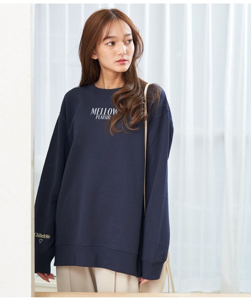 CHILLE（チル）の「MELLOW刺繍スウェットプルオーバー（スウェット・レディース・ネイビー/アイボリー/ピンク・FREE）」の21枚目の写真