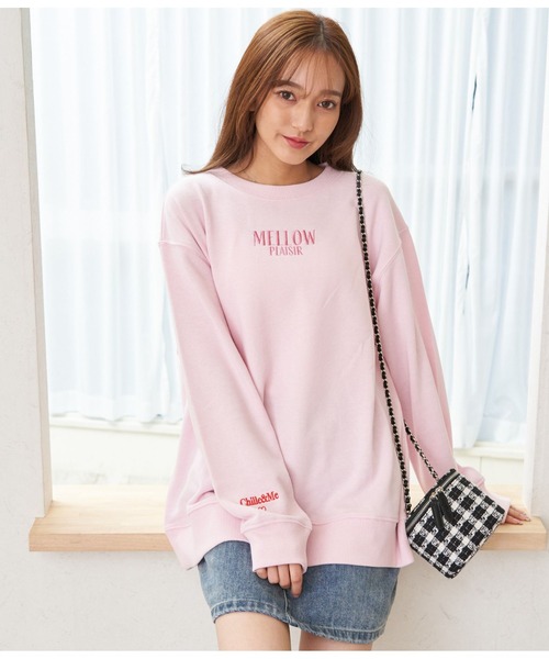 CHILLE（チル）の「MELLOW刺繍スウェットプルオーバー（スウェット・レディース・ネイビー/アイボリー/ピンク・FREE）」の6枚目の写真