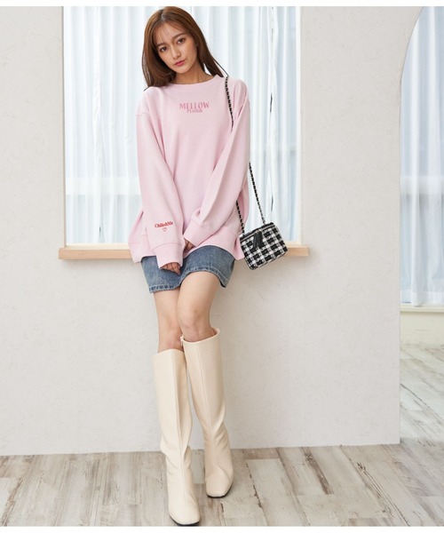 CHILLE（チル）の「MELLOW刺繍スウェットプルオーバー（スウェット・レディース・ネイビー/アイボリー/ピンク・FREE）」の8枚目の写真