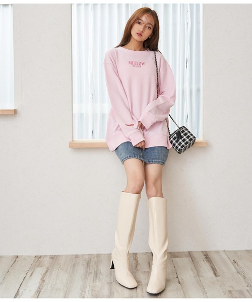 CHILLE（チル）の「MELLOW刺繍スウェットプルオーバー（スウェット・レディース・ネイビー/アイボリー/ピンク・FREE）」の11枚目の写真