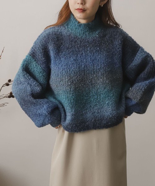 SENSE OF PLACE by URBAN RESEARCH（センスオブプレイスバイアーバンリサーチ）の「ブークレグラデーションセーター（ニット/セーター・レディース・グリーン系その他/ピンク系その他/ブルー系その他/ブラウン系その他・ONE）」の3枚目の写真