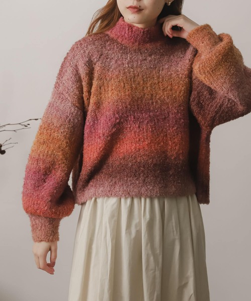 SENSE OF PLACE by URBAN RESEARCH（センスオブプレイスバイアーバンリサーチ）の「ブークレグラデーションセーター（ニット/セーター・レディース・グリーン系その他/ピンク系その他/ブルー系その他/ブラウン系その他・ONE）」の4枚目の写真