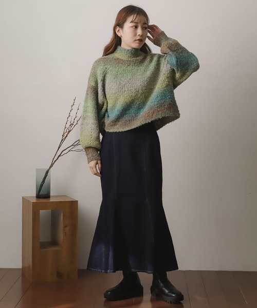 SENSE OF PLACE by URBAN RESEARCH（センスオブプレイスバイアーバンリサーチ）の「ブークレグラデーションセーター（ニット/セーター・レディース・グリーン系その他/ピンク系その他/ブルー系その他/ブラウン系その他・ONE）」の7枚目の写真