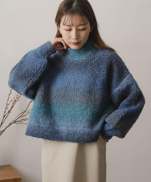 SENSE OF PLACE by URBAN RESEARCH（センスオブプレイスバイアーバンリサーチ）の「ブークレグラデーションセーター（ニット/セーター・レディース・グリーン系その他/ピンク系その他/ブルー系その他/ブラウン系その他・ONE）」の8枚目の写真