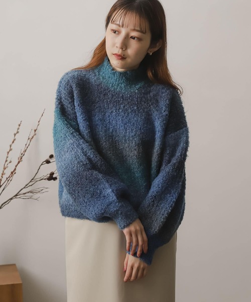 SENSE OF PLACE by URBAN RESEARCH（センスオブプレイスバイアーバンリサーチ）の「ブークレグラデーションセーター（ニット/セーター・レディース・グリーン系その他/ピンク系その他/ブルー系その他/ブラウン系その他・ONE）」の9枚目の写真
