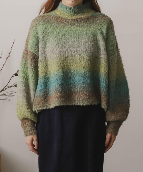 SENSE OF PLACE by URBAN RESEARCH（センスオブプレイスバイアーバンリサーチ）の「ブークレグラデーションセーター（ニット/セーター・レディース・グリーン系その他/ピンク系その他/ブルー系その他/ブラウン系その他・ONE）」の12枚目の写真