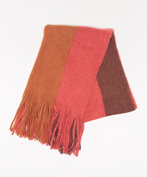 AZUL by moussy（アズールバイマウジー）の「KNIT FRINGE STOLE/ニットフリンジストール（ストール/ショール・レディース・ライトベージュ/ピンク/チャコールグレー/ターコイズブルー/オレンジ系その他・FREE）」の6枚目の写真