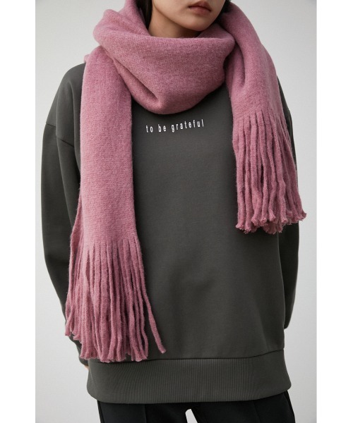 AZUL by moussy（アズールバイマウジー）の「KNIT FRINGE STOLE/ニットフリンジストール（ストール/ショール・レディース・ライトベージュ/ピンク/チャコールグレー/ターコイズブルー/オレンジ系その他・FREE）」の5枚目の写真