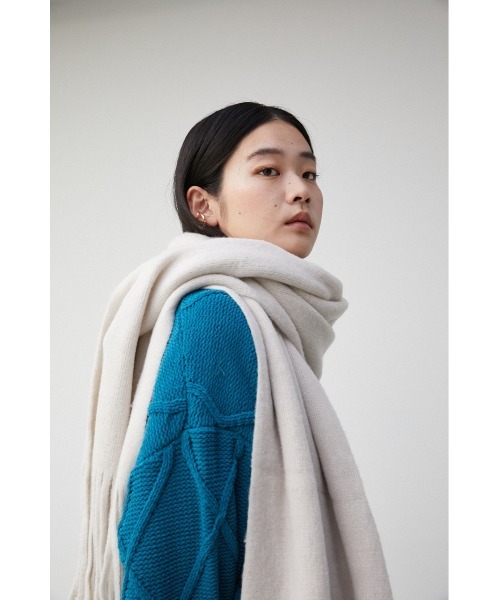 AZUL by moussy（アズールバイマウジー）の「KNIT FRINGE STOLE/ニットフリンジストール（ストール/ショール・レディース・ライトベージュ/ピンク/チャコールグレー/ターコイズブルー/オレンジ系その他・FREE）」の15枚目の写真