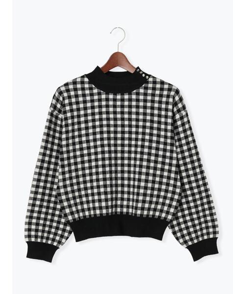 Te chichi TERRASSE（テチチテラス）の「ギンガムハイネックニット（ニット/セーター・レディース・グリーン/ベージュ/ブラック・ﾌﾘ-）」の2枚目の写真