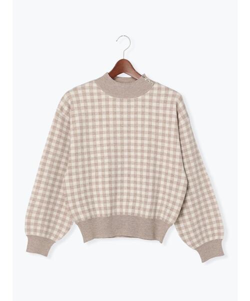 Te chichi TERRASSE（テチチテラス）の「ギンガムハイネックニット（ニット/セーター・レディース・グリーン/ベージュ/ブラック・ﾌﾘ-）」の7枚目の写真