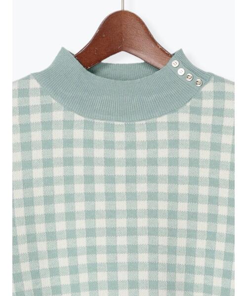 Te chichi TERRASSE（テチチテラス）の「ギンガムハイネックニット（ニット/セーター・レディース・グリーン/ベージュ/ブラック・ﾌﾘ-）」の9枚目の写真