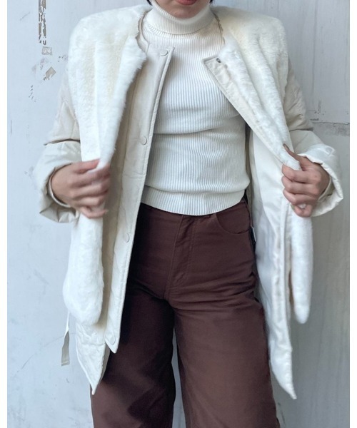 LiSeek（リシーク）の「【LiSeeK】ファーベスト付キルティングブルゾン（ブルゾン・レディース・ブラック/アイボリー/カーキ・FREE）」の12枚目の写真