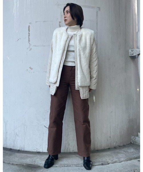 LiSeek（リシーク）の「【LiSeeK】ファーベスト付キルティングブルゾン（ブルゾン・レディース・ブラック/アイボリー/カーキ・FREE）」の14枚目の写真