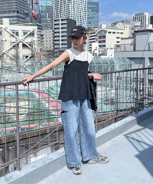 feepur（フェピュール）の「サイドスリットストレートワイドデニム（デニムパンツ・レディース・ブラック/ブルー/サックスブルー・MEDIUM/SMALL）」の5枚目の写真