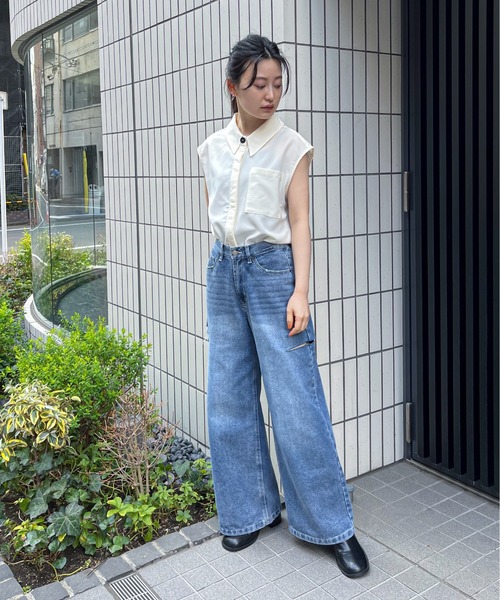 feepur（フェピュール）の「サイドスリットストレートワイドデニム（デニムパンツ・レディース・ブラック/ブルー/サックスブルー・MEDIUM/SMALL）」の18枚目の写真