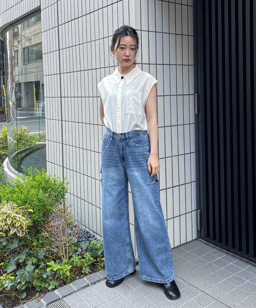 feepur（フェピュール）の「サイドスリットストレートワイドデニム（デニムパンツ・レディース・ブラック/ブルー/サックスブルー・MEDIUM/SMALL）」の20枚目の写真