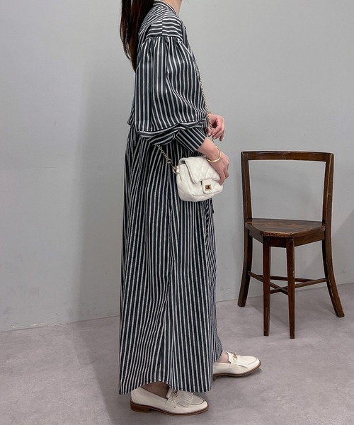 un dix cors（アンディコール）の「マルチウェイストライプワンピース（シャツワンピース・レディース・ブラック/ホワイト/ブルー・FREE）」の11枚目の写真