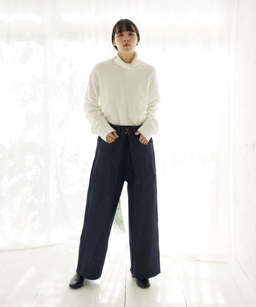 セール】フロントタック ワイドストレート デニムパンツ