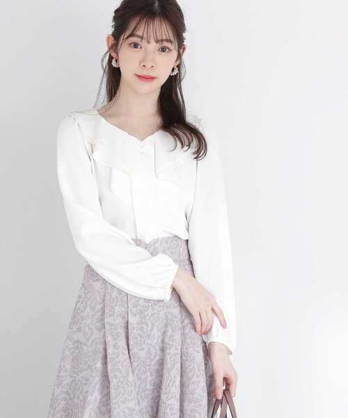 PROPORTION BODY DRESSING(プロポーションボディドレッシング)の「ラッフルタックブラウス / 1213110203(シャツ/ブラウス・レディース・ネイビー/イエロー/ホワイト系その他・SMALL/MEDIUM)」の4枚目の写真