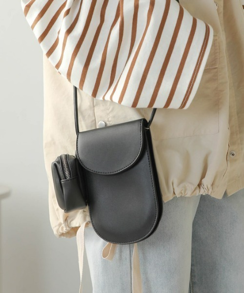 Bab(バブ)の「ポーチ付きポシェットバッグ(ショルダーバッグ・レディース・ブラック/アイボリー/ベージュ・ONESIZE)」の1枚目の写真