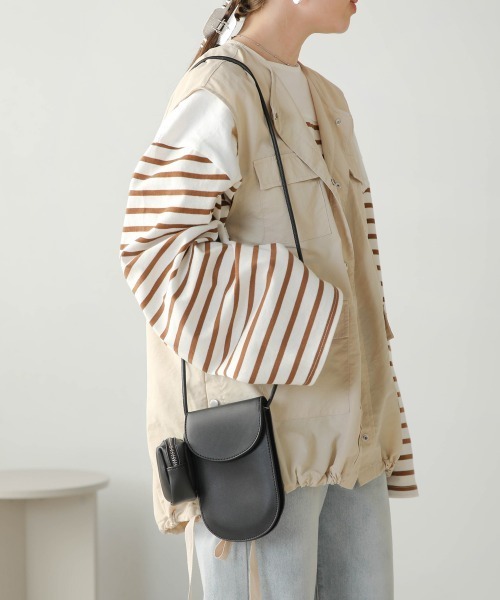 Bab(バブ)の「ポーチ付きポシェットバッグ(ショルダーバッグ・レディース・ブラック/アイボリー/ベージュ・ONESIZE)」の5枚目の写真